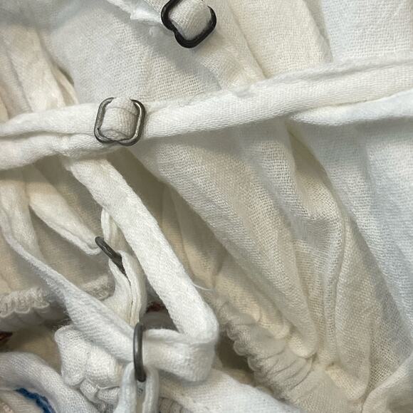 Free People Crystal Cove Smocked Mini Dress White Blue - Picture 13 of 14